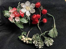 VINTAGE CHRISTMAS 7 PC FLORAL PICKS SPRAYS WREATHS ARRANGEMENTS CRAFTS