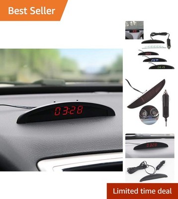 3-in-1 Car Digital Clock with Thermometer & Voltmeter | 12V Dashboard Essential