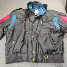 Vintage Descente Jacket Mens XL Black Colorblock Ski Coat Made Japan 80s