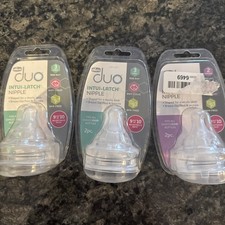 New 3 Packs 6 Nipples Chicco Duo Intui-Latch 2 Medium 1 And Latch 3 Fast 2 