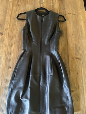 *RARE* Alaia Black Leather Zip Dress NWT MSRP $6540 IT 36