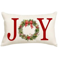 RABUSOFA Christmas Pillow Covers 12x20 Inch,Joy 20" x 12" Pack of 1 , Beige