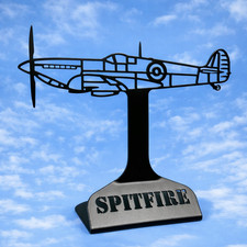 WW2 SPITFIRE SILHOUETTE, IN FLIGHT APPROX 16CM HIGH, DESKTOP, THOUGHTFUL GIFT