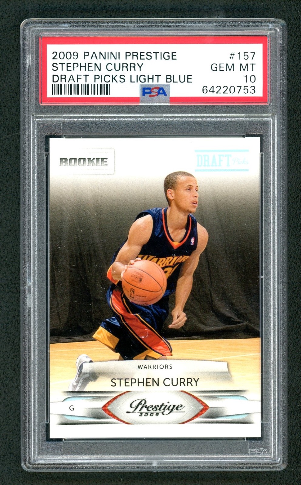 2009-10 Prestige Stephen Curry Draft Picks Light Blue Rookie /999 #157 PSA 10