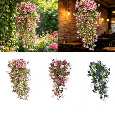 Artificial Silk Morning Glory: Lifelike Hanging Decor for Outdoor Garden Wedding