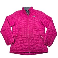The North Face Thermoball Jacket Girls XL 18 Pink Full Zip Puffer Quilted