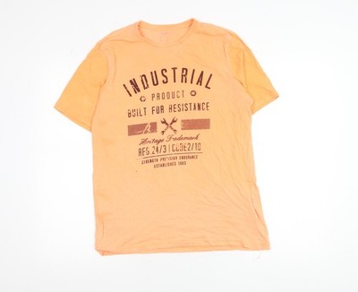 T-Shirt Livergy Orange Baumwolle Industrial Print Unisex Erwachsene Regular Fit L