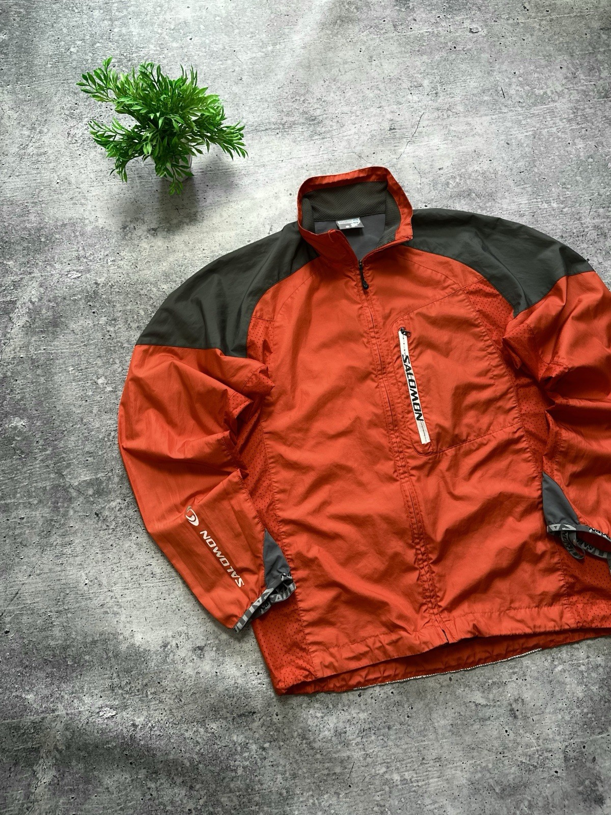 Giacca vintage anni 90 Salomon impacchettabile corsa pioggia Y2K Gorpcore streetwear outdoor