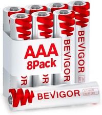 8 Pack BEVIGOR AAA Lithium Batteries 1200mAh High Capacity Triple A 1.5V Premium