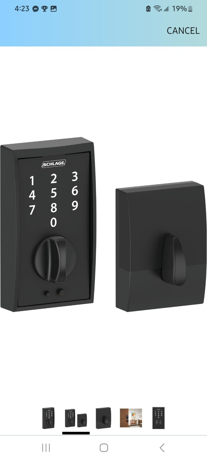 Schlage Touchscreen Keyless Deadbolt in Matte Black BE375 CEN 622-image