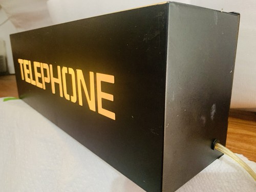 Light-Up Telephone Phone Booth Sign Black Steel Casing Works - Picture 7 of 9