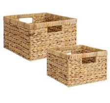 New Wicker Storage Basket, Water Hyacinth Basket for Organizing, De