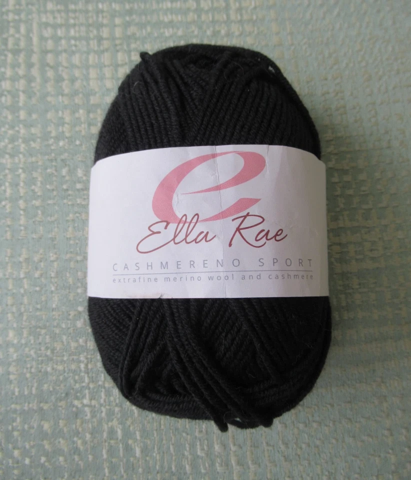 1 madeja Ella Rae Cashmereno Sport lana merino e hilo de cachemir 50 g nueva con etiquetas negro 01 Foto 2 de 4