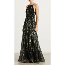 Zimmermann Black Mockingbird Floral Silk Chiffon Pleated Dress Size 1 Medium