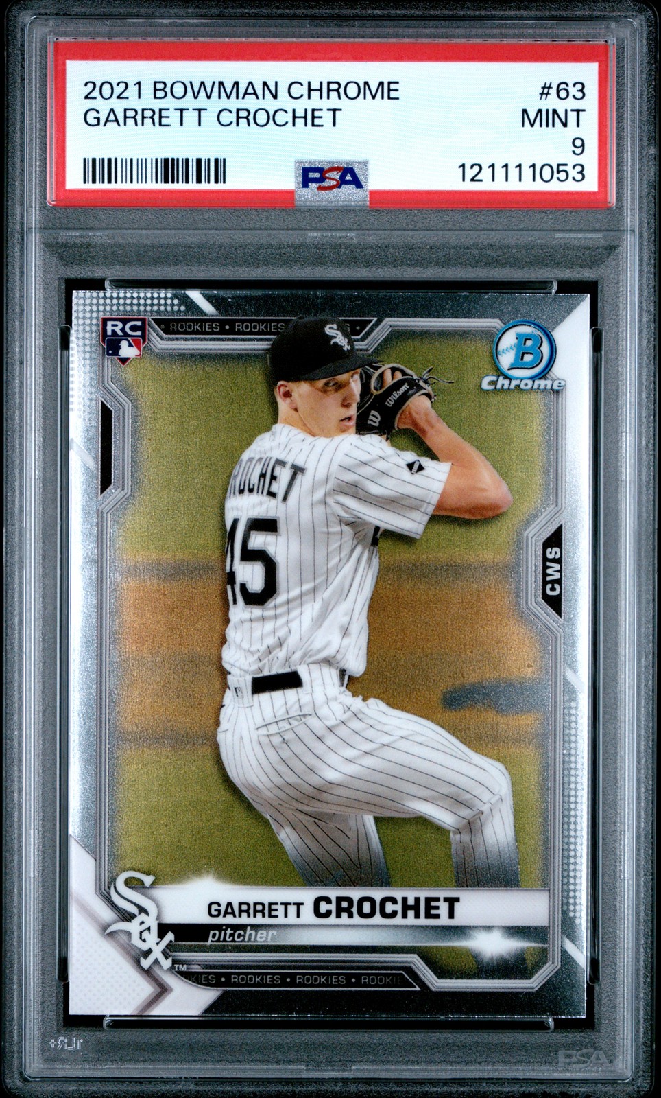 2021 BOWMAN CHROME #63 GARRETT CROCHET ROOKIE RC PSA 9