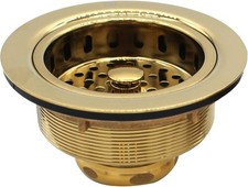 R214-01 3-1/2-Inch Large Post Style Kitchen Sink Basket Strainer, Polished Brass