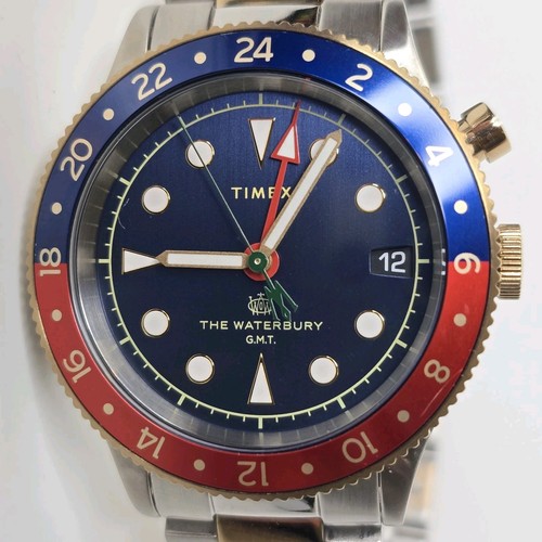 Timex Waterbury GMT Quarzuhr blaues Zifferblatt 40mm TW2U90600