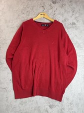 Nautica Red V-Neck Knit Jumper   Size L