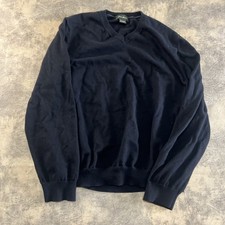 Eddie Bauer Cotton Cashmere Sweater Men's XL Black Pullover V-Neck