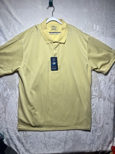 PGA Tour Golf moistuire wicking s/s polo shirt Golfer Outdoor Sz XXL YELLOW NWTS - Photo 5/17