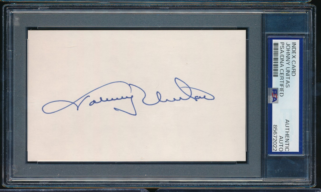 Johnny Unitas signed autograph 3x5 Index Card PSA/DNA Baltimore Colts 01