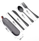 Portable Travel Utensils Set with Case Reusable Stainless Steel Fork Spoon Black — photo 6