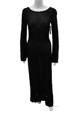 NA-KD Womens Maxi Dress Black Long Sleeve Boat Neck Pullover Size S