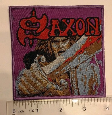 Saxon Debut Album Violet Border Woven Patch