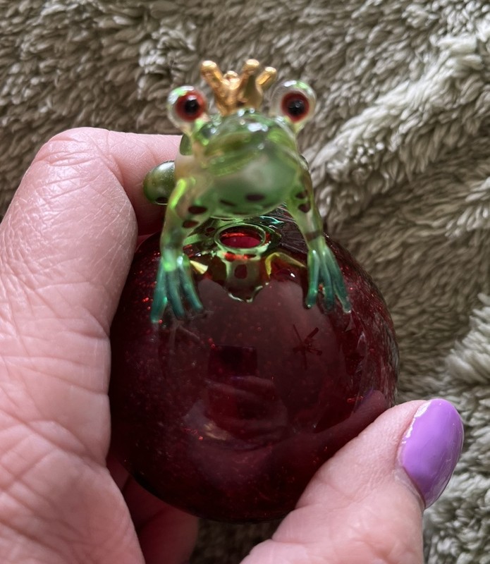 Blown Glass Frog Prince Christmas Ornament 