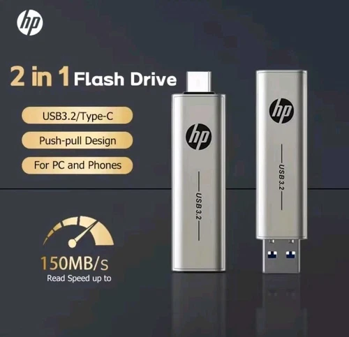 Clé USB 64GB 2 en 1 HP 3.2 Type-C & USB-A – Jusqu’à 150 Mo/s