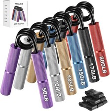 Hozzen 6 Pack Grip Strength Trainer Set 50-200LB Hand Forearm Wrist Exerciser