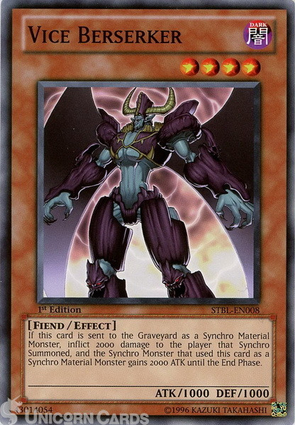 STBL-EN008 Vice Berserker Common 1st Edition Mint Yu-Gi-Oh! Card