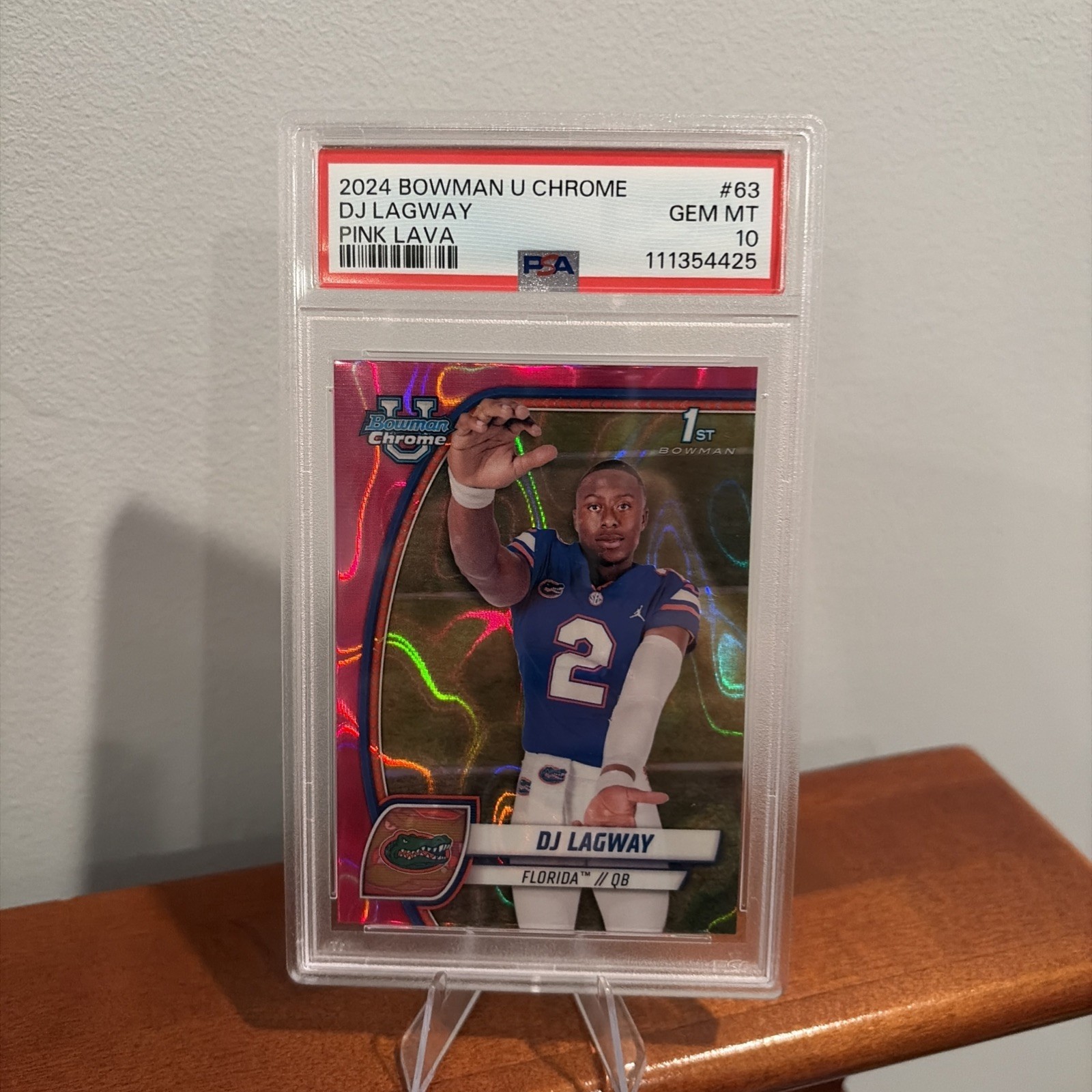 2024 Bowman University Chrome - DJ Lagway #63 Pink Lava Refractor (RC) PSA 10