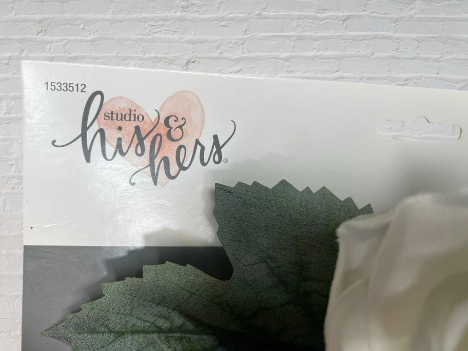 NEW Studio His & Hers Floral Swag 26"  White Artificial Peonies Roses Wedding - Image 2 of 3