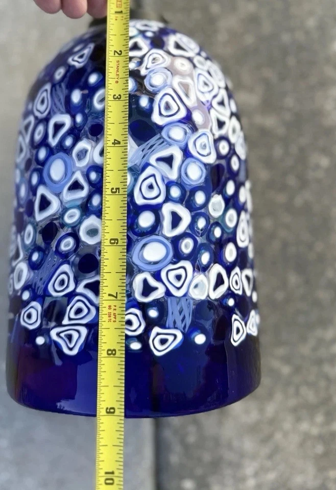 Lámpara colgante OGGETTI azul/blanco, Murano soplado en boca de ITALIA herrajes negros Foto 2 de 4