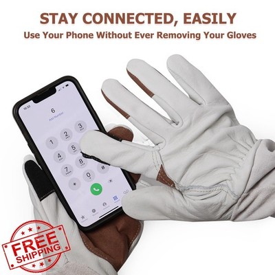GLOSAV Thorn Proof Garden Gloves Leather Rose Cactus Touch Screen Medium