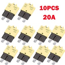 10x 20A Car Manual Circuit Breaker Blade Fuse 12V/24V Resettable Boat Marine USA