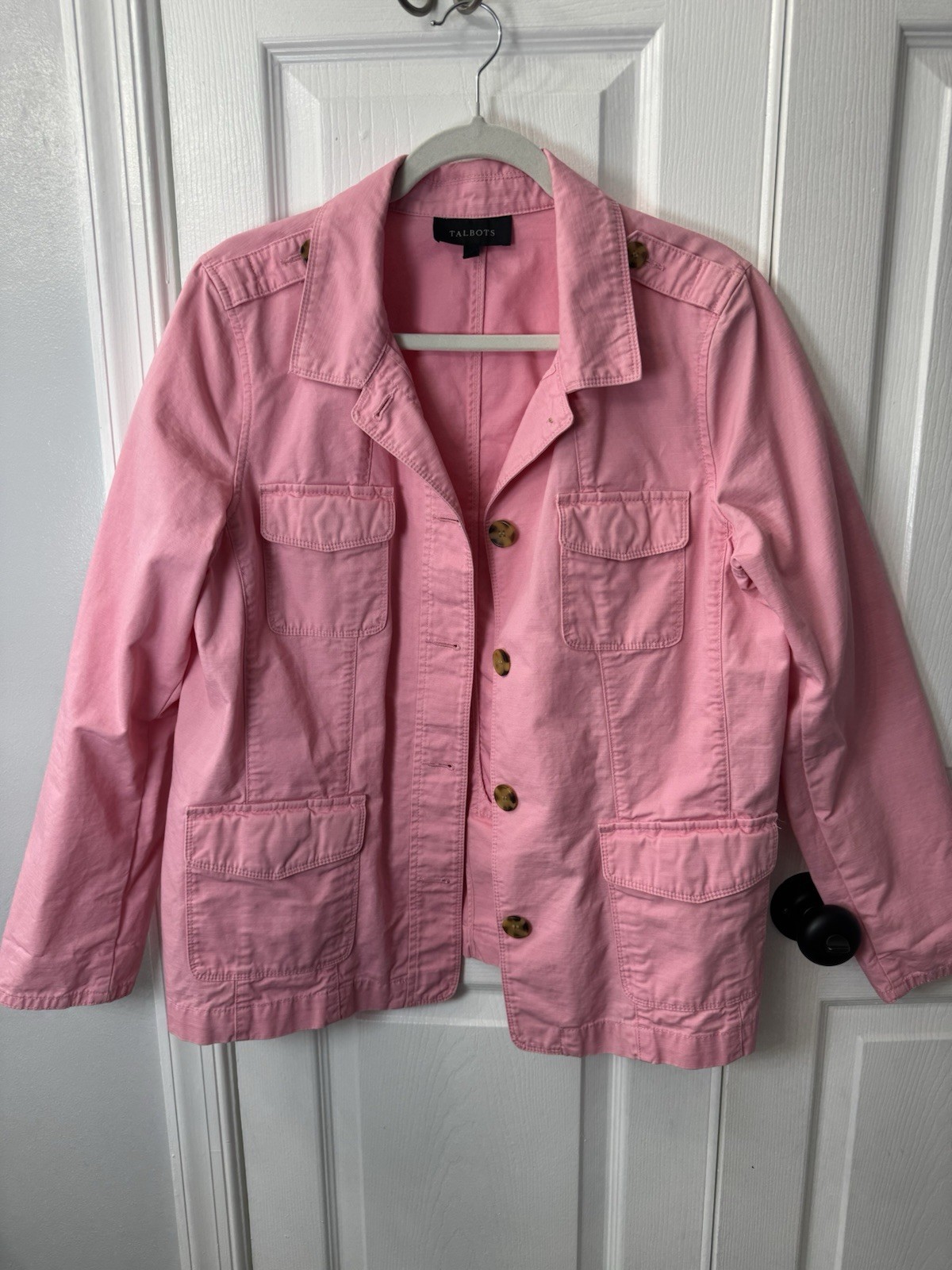 Talbots Lightweight Button Up Pink Jacket 100% Co… - image 1