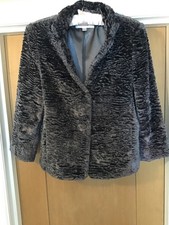 Next faux-fur ladies short grey jacket size 8