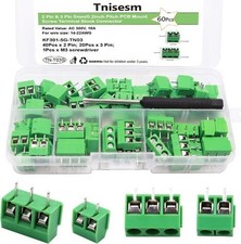 60pcs 2 Pin 3 Pin 5mm 0.2inch Pitch PCB Mount Screw Terminal Block Green 60 Pcs 