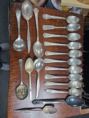 Antique Silverplate Flatware Lot of 18 Highly Ornate Spoons Craft