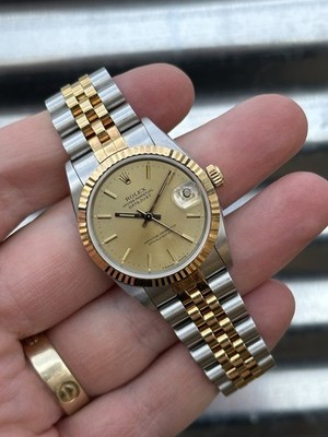 Rolex Ladies Datejust 31mm Ref.68273 Box & Papers Champagne Dial Two-tone