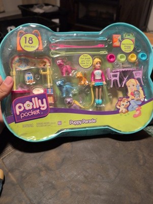 18 PIECE POLLY POCKET PUPPY PARADE SET MATTEL 2008 NEW IN CASE  (FREE SHIPPING)