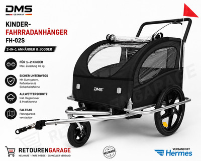 Kinderanhänger Fahrradanhänger Jogger 2in1 Kinderwagen Anhänger Schw. DMS FH-02S