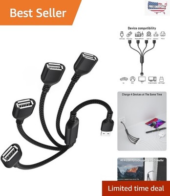 1FT Multi-Device USB Splitter - Connect 4 Accessories via USB-A with Ease