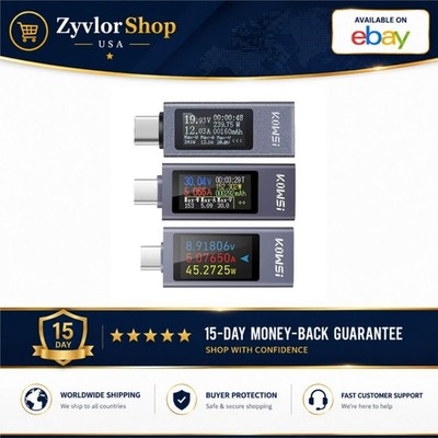 Digital DC Voltage Ammeter Power Meter 4-30V 12A USB Type-C Tester