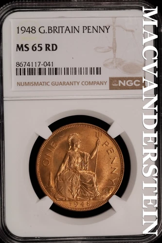 Great Britain: 1948 One Penny - NGC MS 65 RD - Brilliant Uncirculated  #SLi338