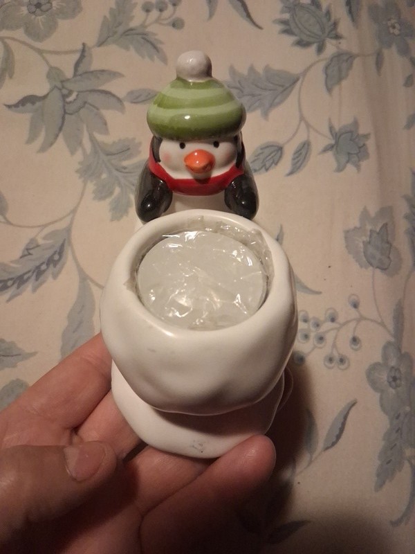 Hallmark Christmas Penguin Candle Holder Tea Light Snowball 