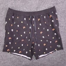 Roark Shorey Calavera Elastic Waist Trunks Black Mens XL RB412 Skull Rainbow AOP