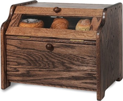 Bread Box, Solid Wood Oak Bread Box for Kitchen Countertop, Double Layer Bread